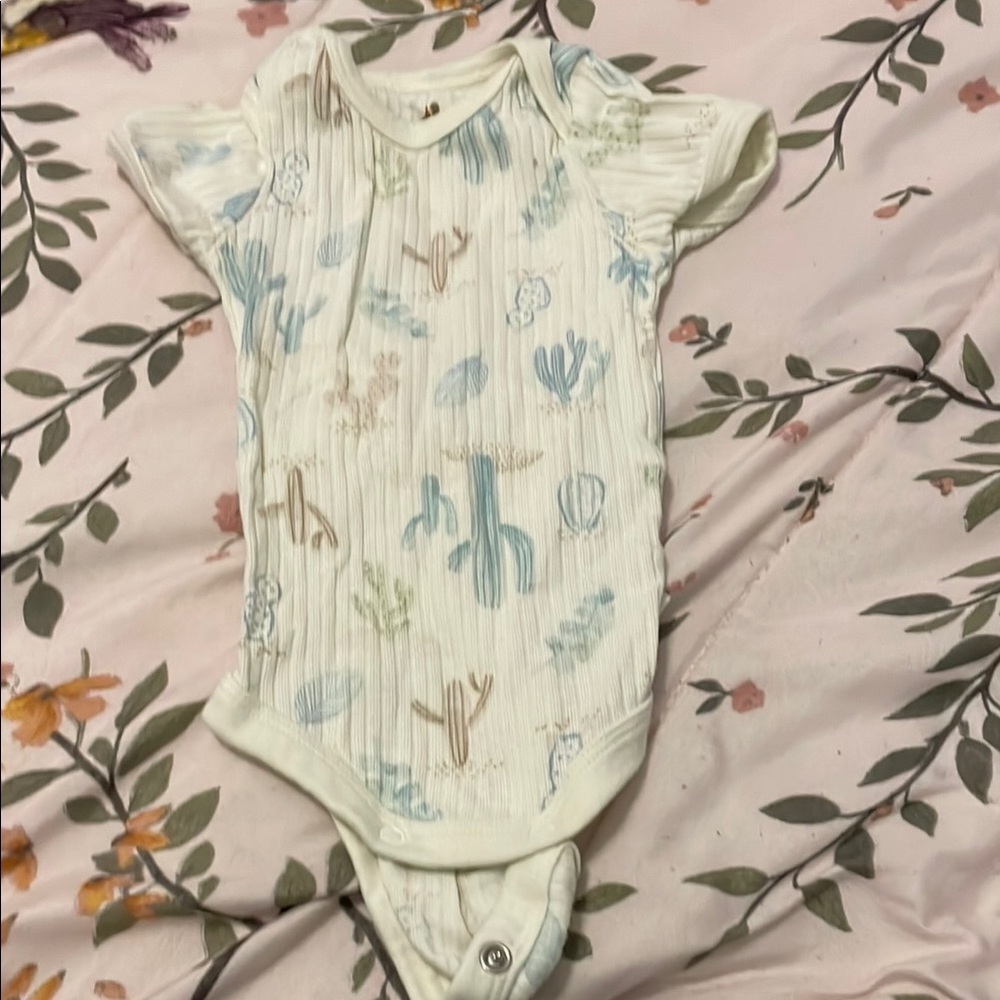 Blue and White Cactus Bodysuit One Piece